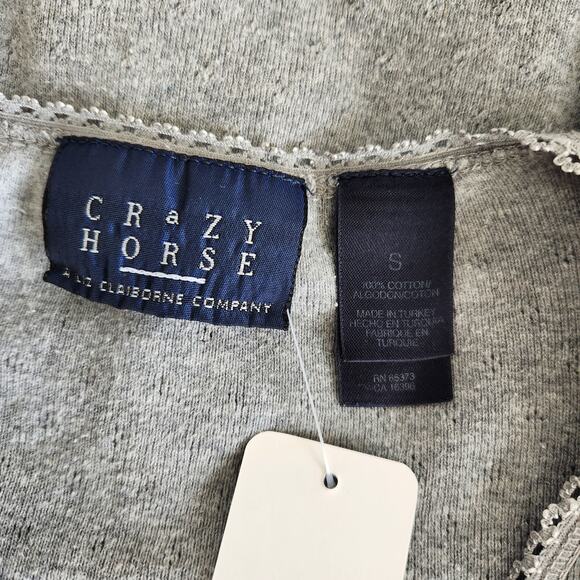 Vintage Y2K Crazy Horse Gray Button Front Knit Cardigan Top XS S - Picture 8 of 12